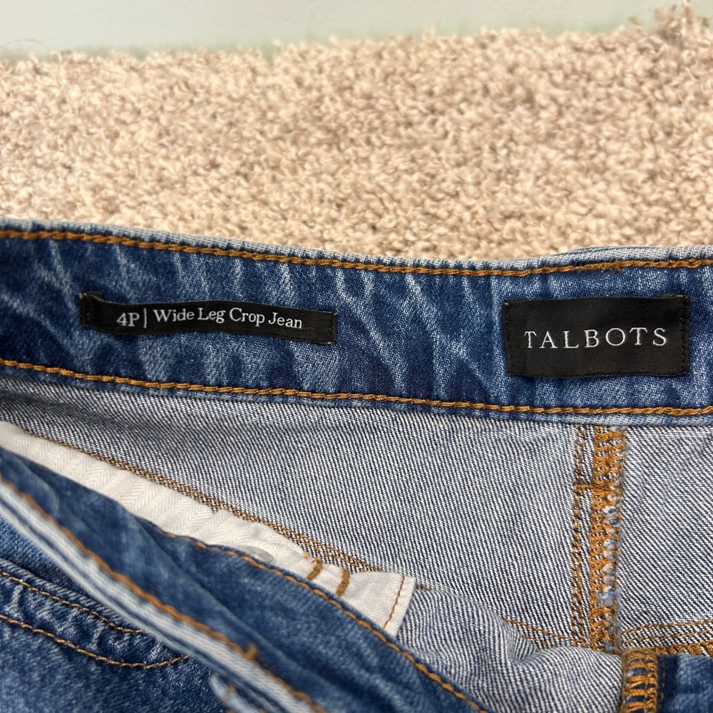 NWT Talbots Wide Leg Crop Jeans Women Size 4 Petite Two Tone Raw Hem $119 - Picture 9 of 11